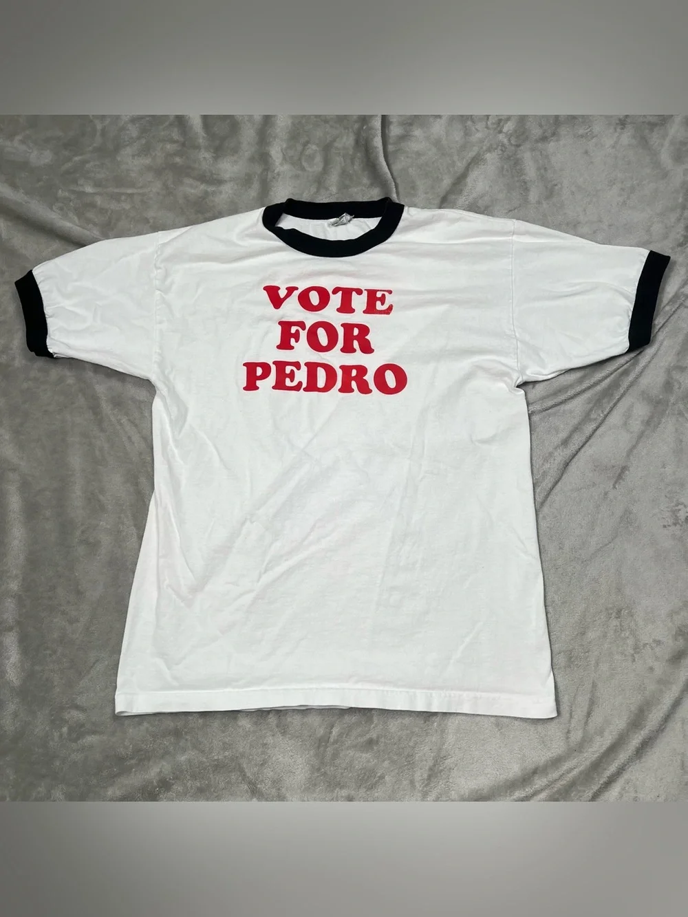 Vintage Vote For Pedro Shirt Mens L White Napoleon Dynamite Ringer Tee Movie